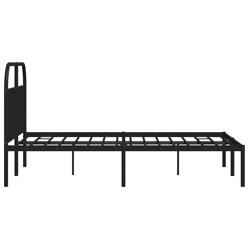 vidaXL Rectangular Powder-Coated Steel Full Bed Frame in Black