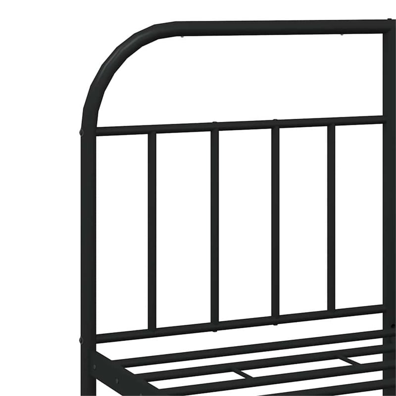 vidaXL Rectangular Powder-Coated Steel Full Bed Frame in Black
