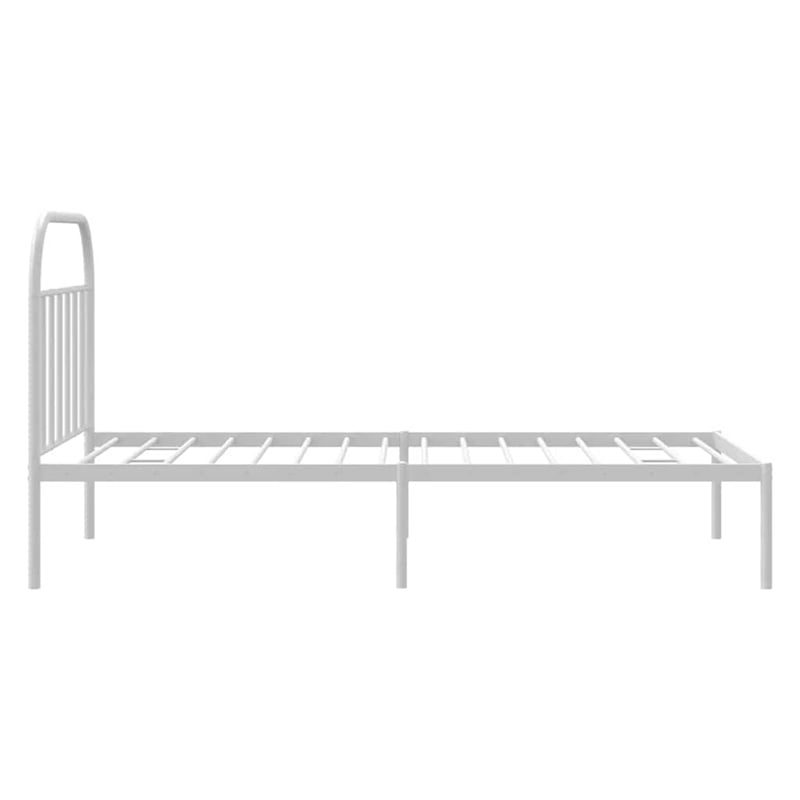 vidaXL Rectangular Powder-Coated Steel Twin Bed Frame in White