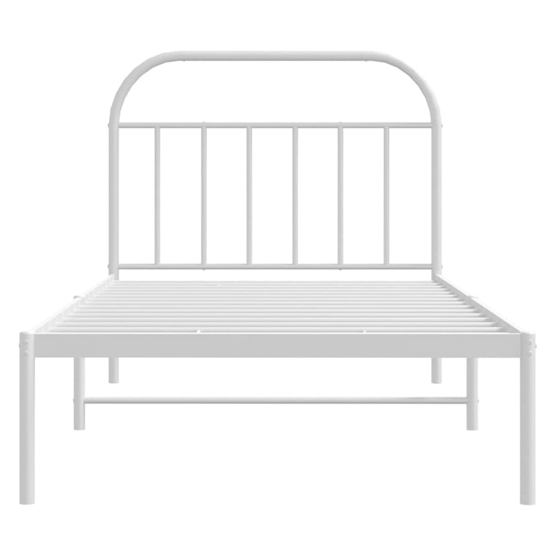 vidaXL Rectangular Powder-Coated Steel Twin Bed Frame in White