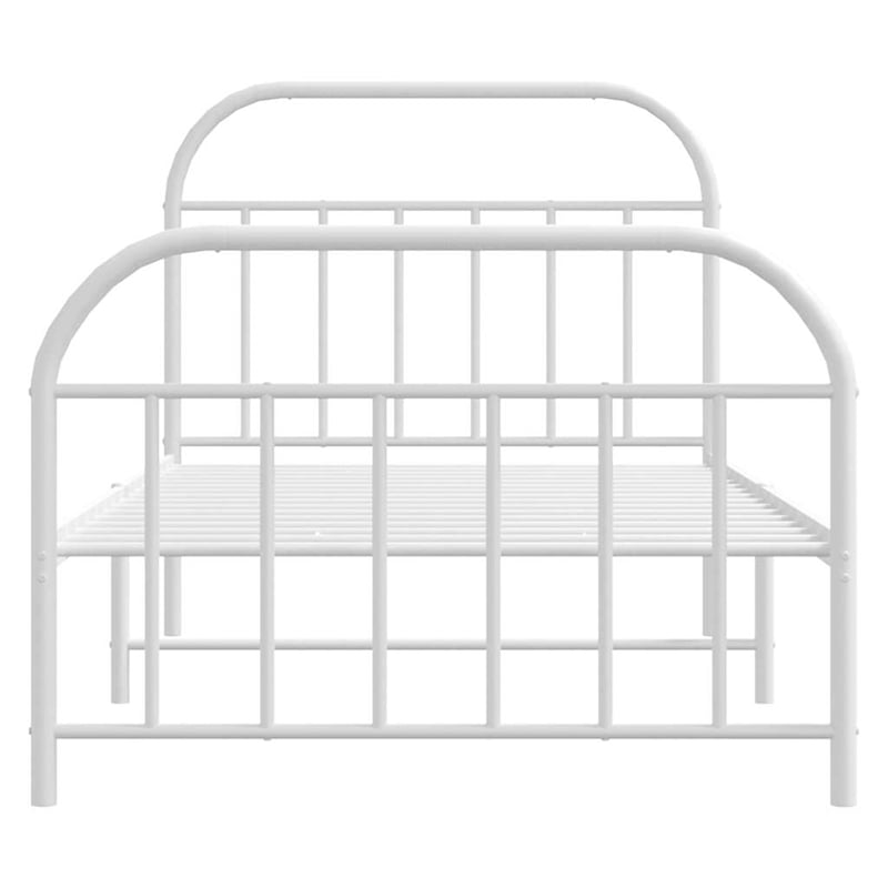 vidaXL Rectangular Powder-Coated Steel Single Bed Frame in White