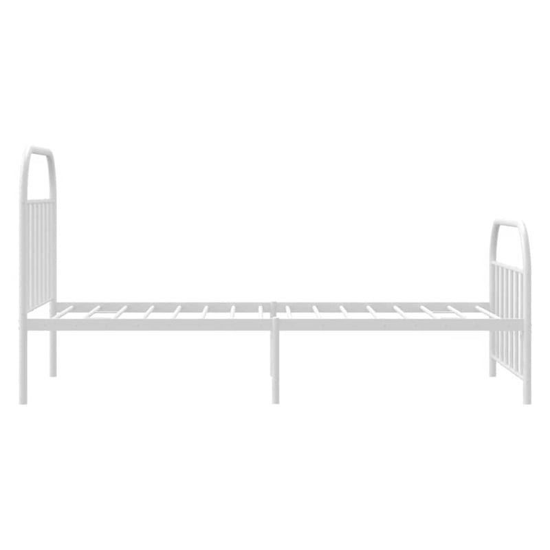 vidaXL Rectangular Powder-Coated Steel Single Bed Frame in White