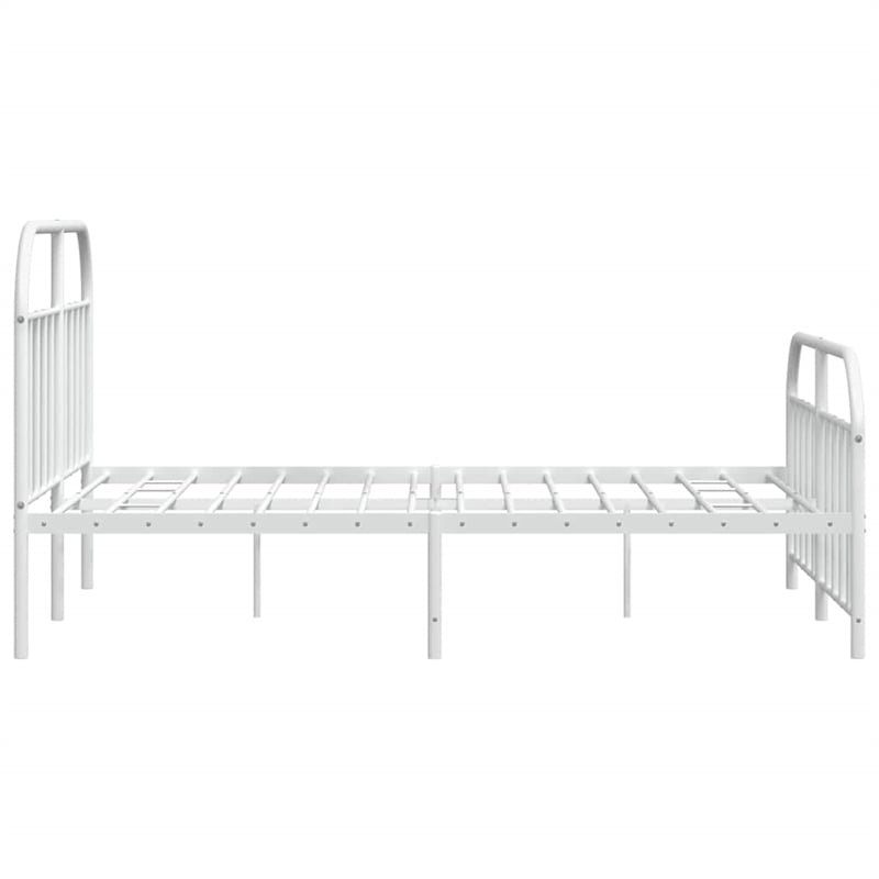 vidaXL Rectangular Powder-Coated Steel Full Bed Frame in White