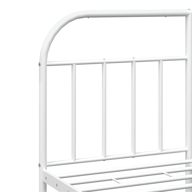 vidaXL Rectangular Powder-Coated Steel Full Bed Frame in White