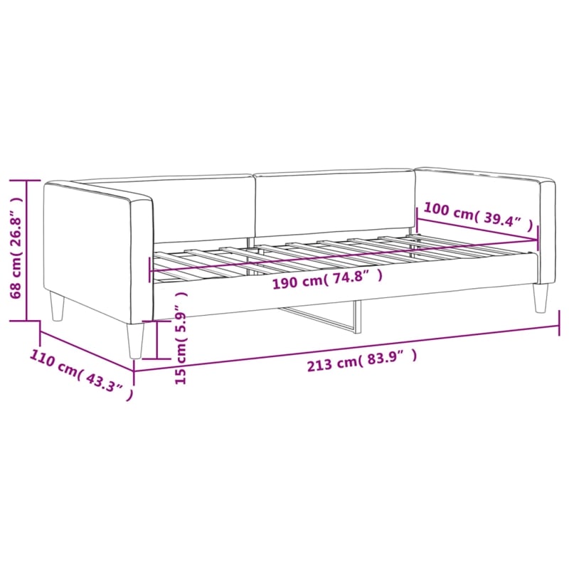 vidaXL Solid Wood Twin Day Bed in Dark Grey Fabric