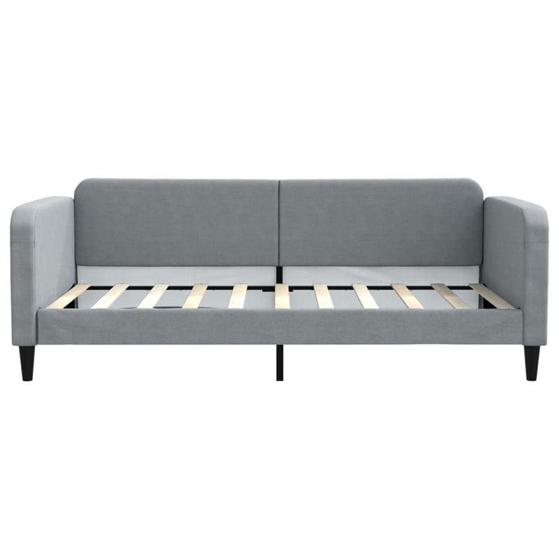 vidaXL Solid Wood Twin Day Bed in Light Grey Fabric