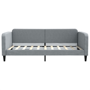vidaXL Solid Wood Twin Day Bed in Light Grey Fabric