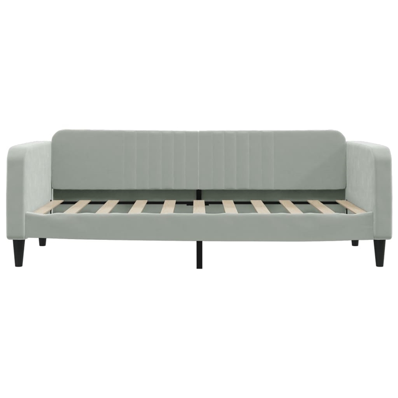 vidaXL Solid Wood Twin Day Bed in Light Grey Fabric