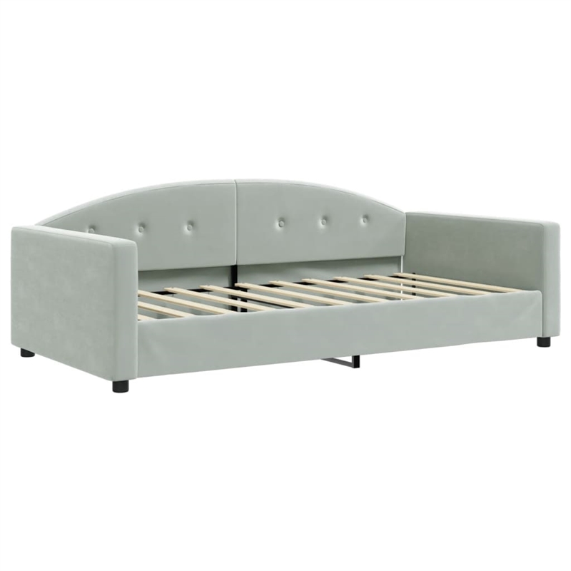 vidaXL Solid Wood Twin Day Bed in Light Grey Fabric