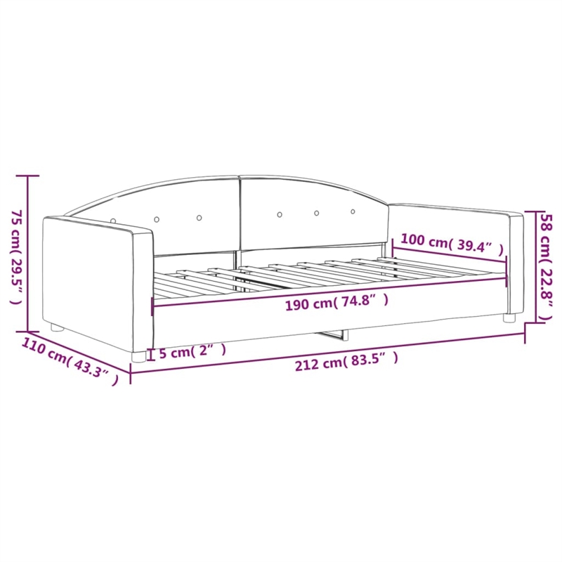 vidaXL Solid Wood Twin Day Bed in Light Grey Fabric