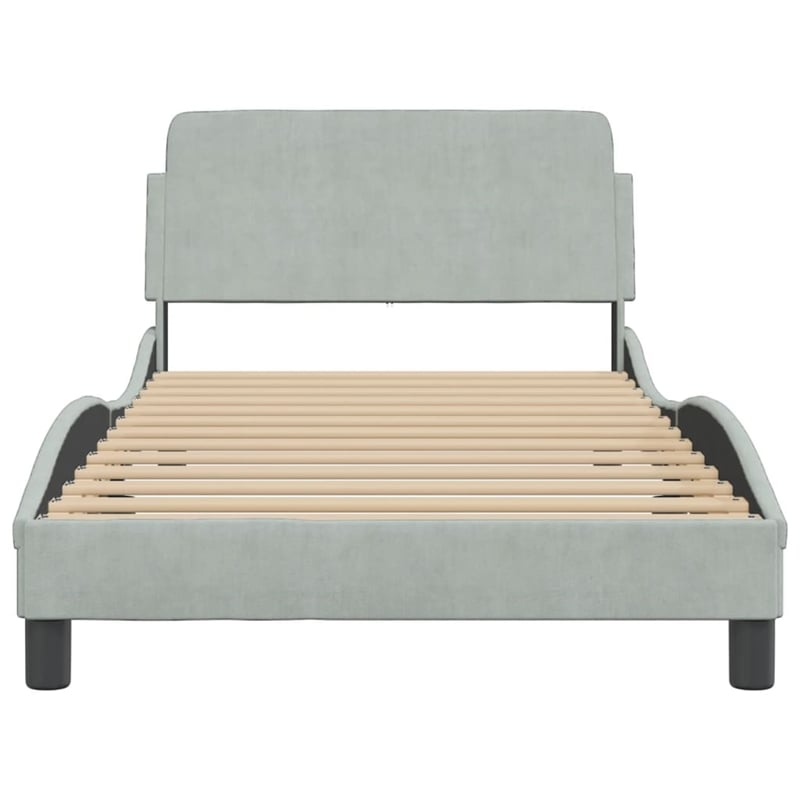 vidaXL Velvet Upholstery Twin XL Bed Frame in Light Grey