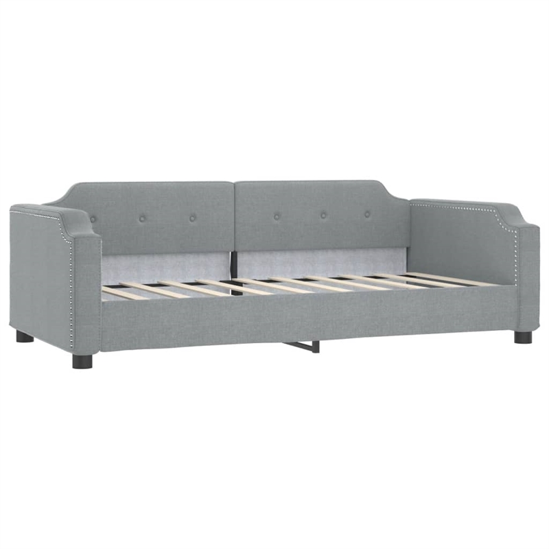 vidaXL Solid Wood Twin Day Bed in Light Grey Fabric