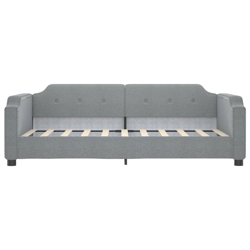 vidaXL Solid Wood Twin Day Bed in Light Grey Fabric