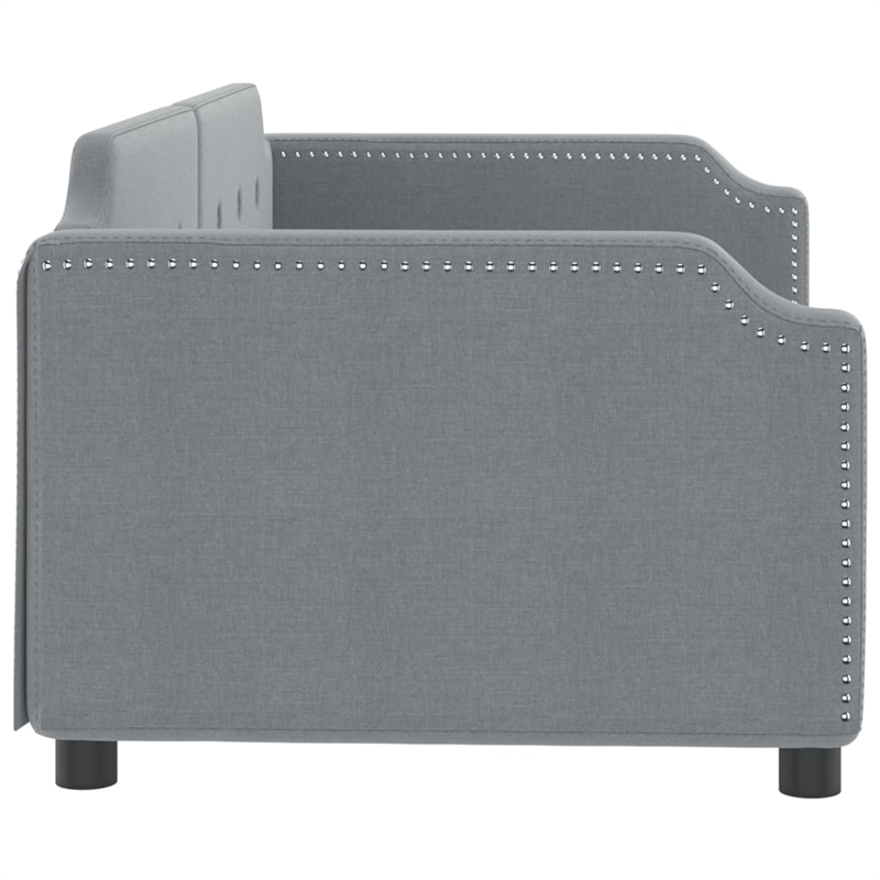 vidaXL Solid Wood Twin Day Bed in Light Grey Fabric