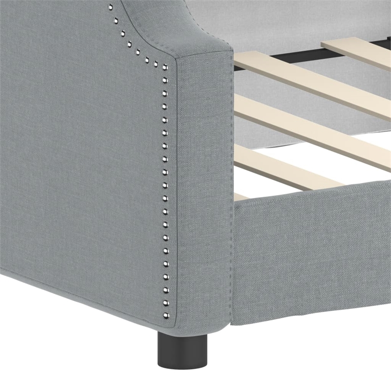 vidaXL Solid Wood Twin Day Bed in Light Grey Fabric