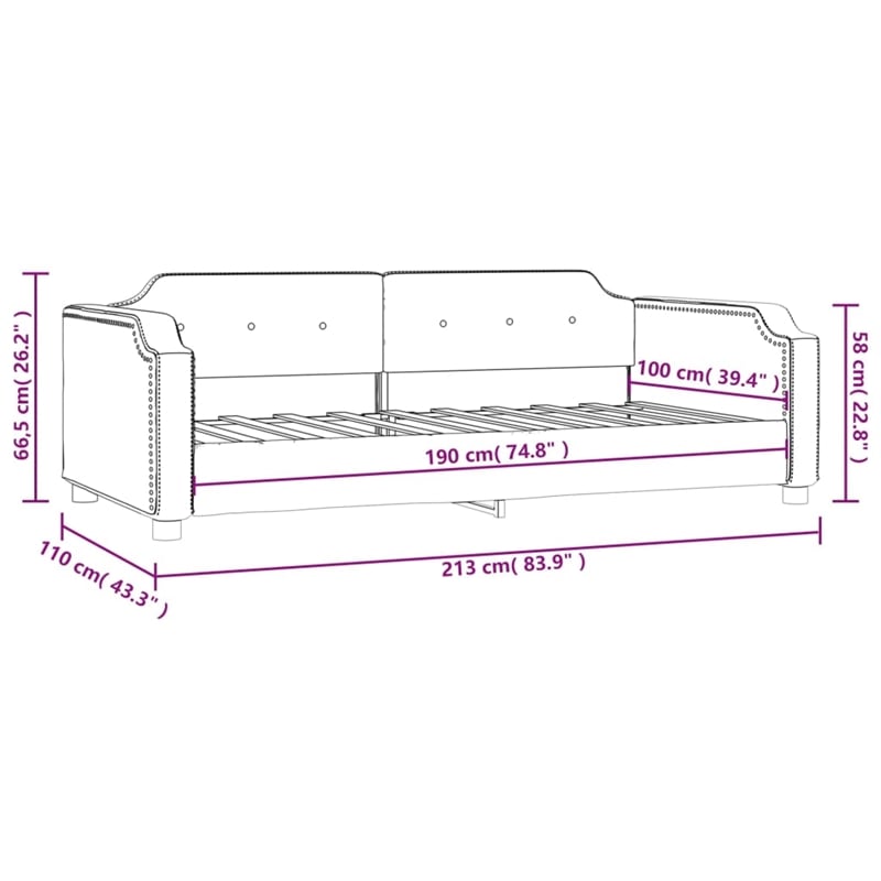 vidaXL Solid Wood Twin Day Bed in Light Grey Fabric
