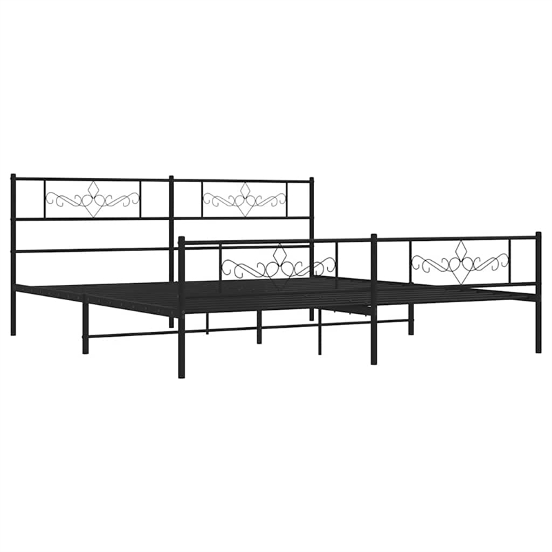 vidaXL Rectangular Steel Cal King/Double Bed Frame in Black