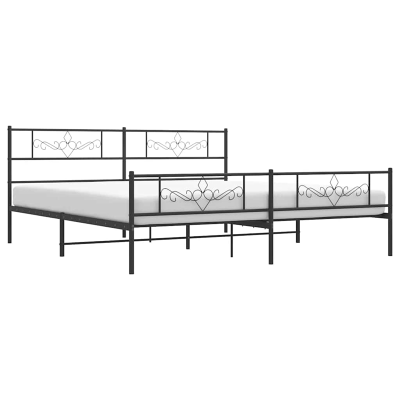 vidaXL Rectangular Steel Cal King/Double Bed Frame in Black