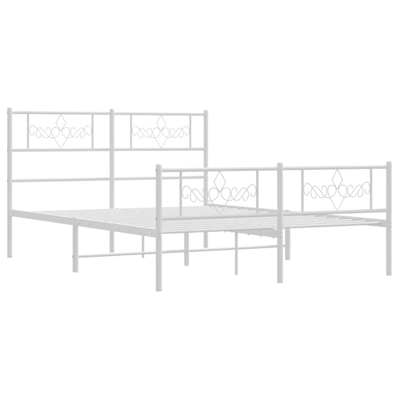 vidaXL Powder-Coated Steel Queen/Double Bed Frame in White