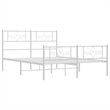 vidaXL Powder-Coated Steel Queen/Double Bed Frame in White