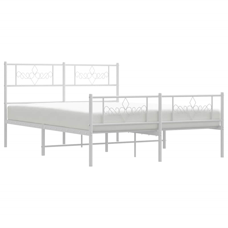 vidaXL Powder-Coated Steel Queen/Double Bed Frame in White