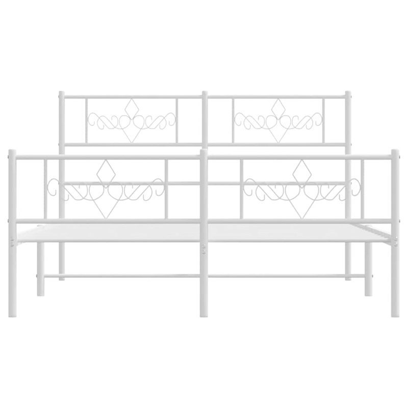vidaXL Powder-Coated Steel Queen/Double Bed Frame in White