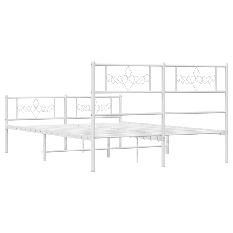 vidaXL Powder-Coated Steel Queen/Double Bed Frame in White