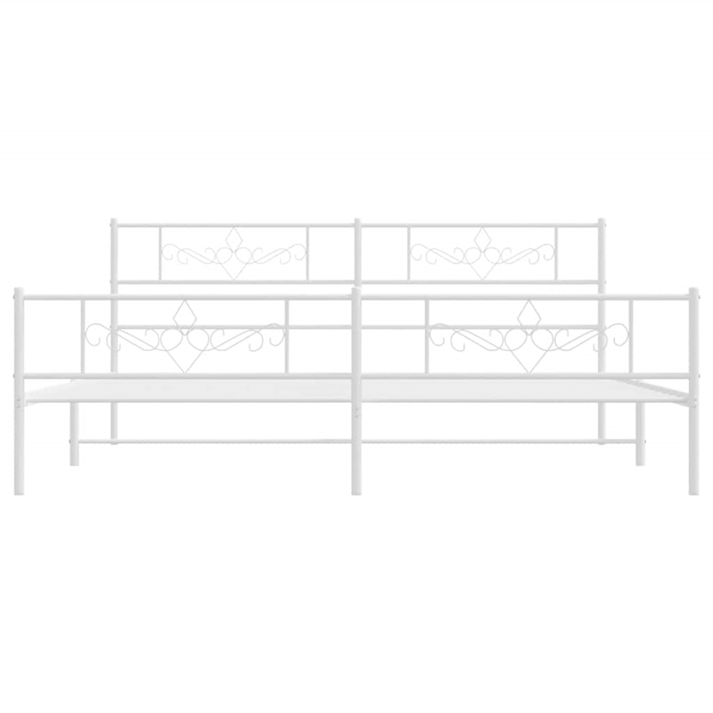 vidaXL Powder-Coated Steel Cal King/Double Storage Bed Frame in White