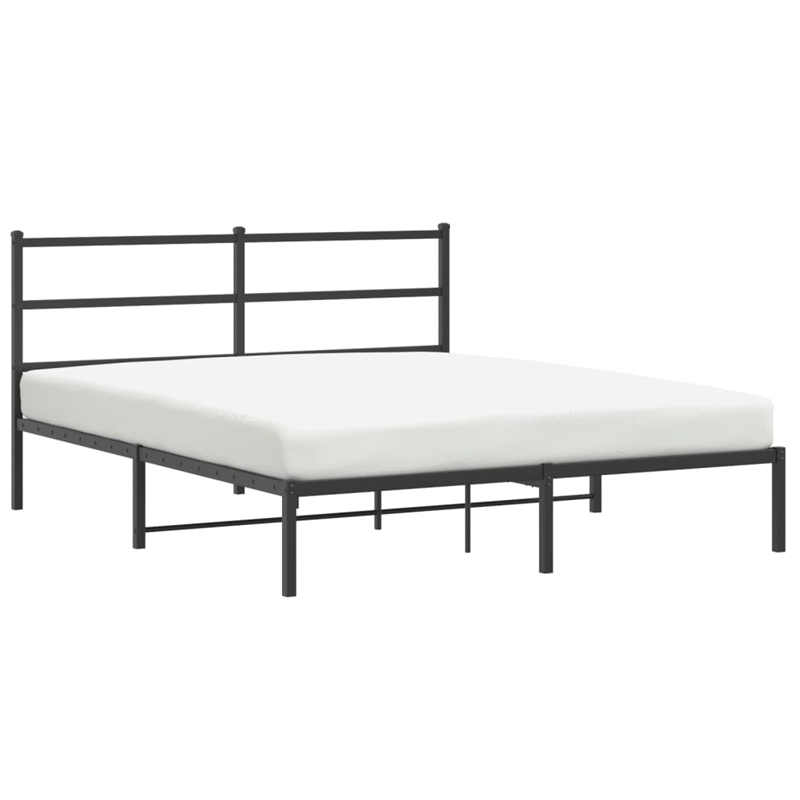 vidaXL Rectangular Powder-Coated Steel King Bed Frame in Black