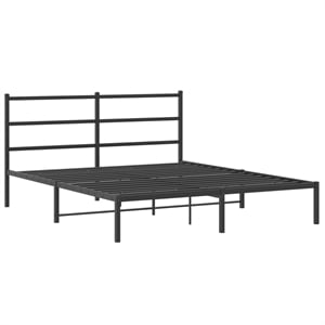 vidaXL Rectangular Powder-Coated Steel King Bed Frame in Black