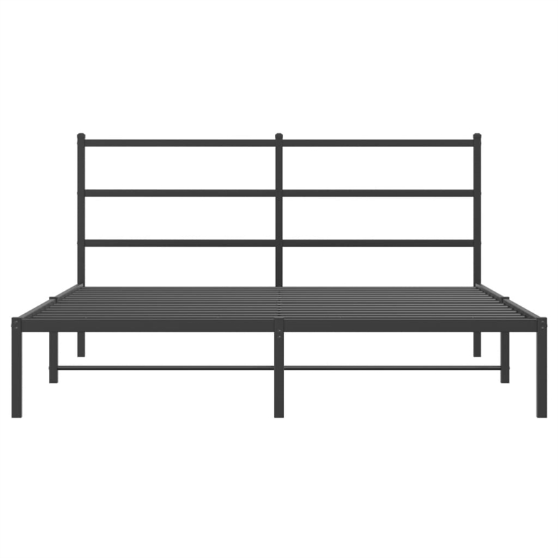 vidaXL Rectangular Powder-Coated Steel King Bed Frame in Black