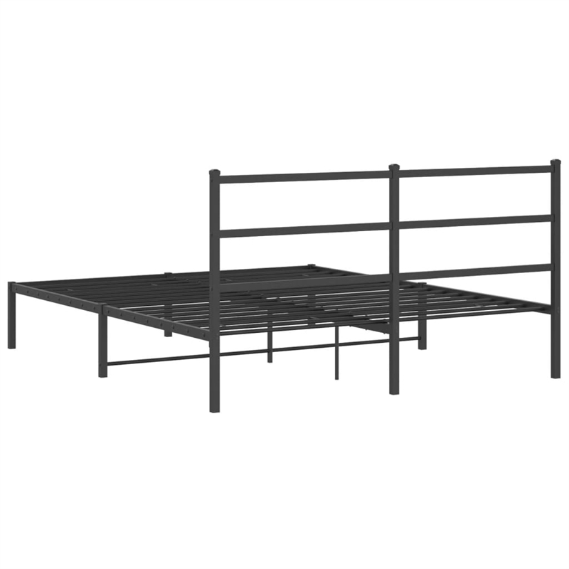 vidaXL Rectangular Powder-Coated Steel King Bed Frame in Black