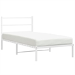 vidaXL Rectangular Powder-Coated Steel Twin Bed Frame in White