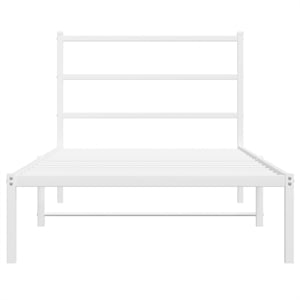 vidaXL Rectangular Powder-Coated Steel Twin Bed Frame in White