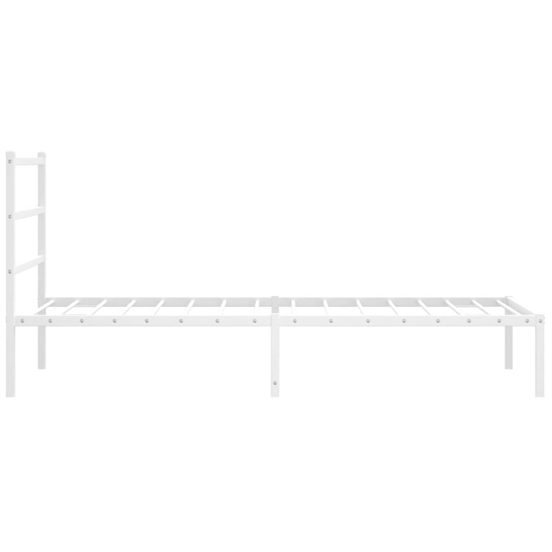 vidaXL Rectangular Powder-Coated Steel Twin Bed Frame in White