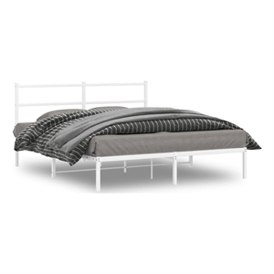 vidaXL Powder-Coated Steel King Size Bed Frame in White