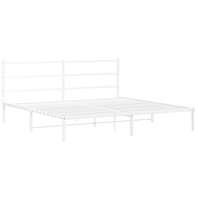 vidaXL Rectangular Powder-Coated Steel Full Bed Frame in White