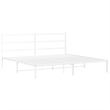 vidaXL Rectangular Powder-Coated Steel Full Bed Frame in White