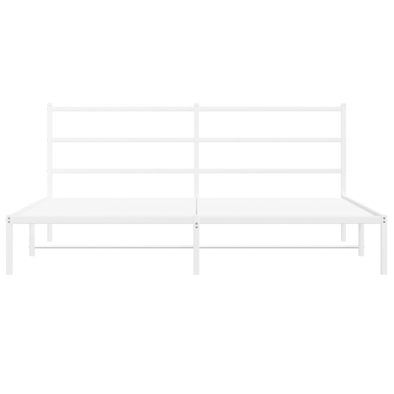 vidaXL Rectangular Powder-Coated Steel Full Bed Frame in White