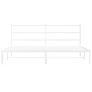 vidaXL Rectangular Powder-Coated Steel Full Bed Frame in White
