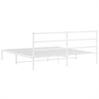 vidaXL Rectangular Powder-Coated Steel Full Bed Frame in White