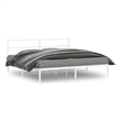 vidaXL Rectangular Powder-Coated Steel Full Bed Frame in White