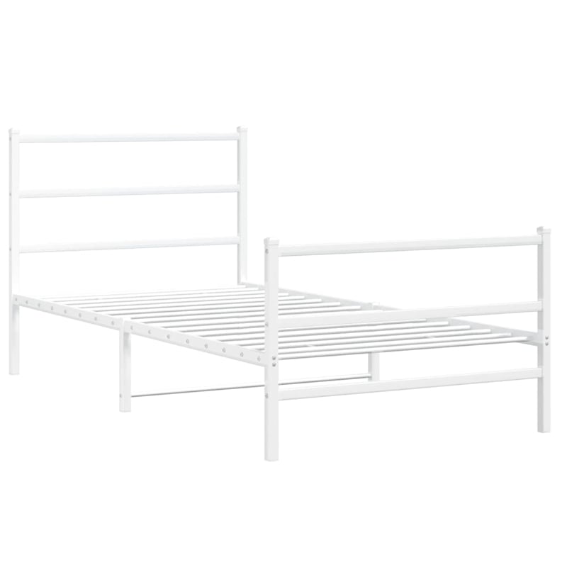 vidaXL Rectangular Modern Steel Twin Bed Frame Bed Frame in White