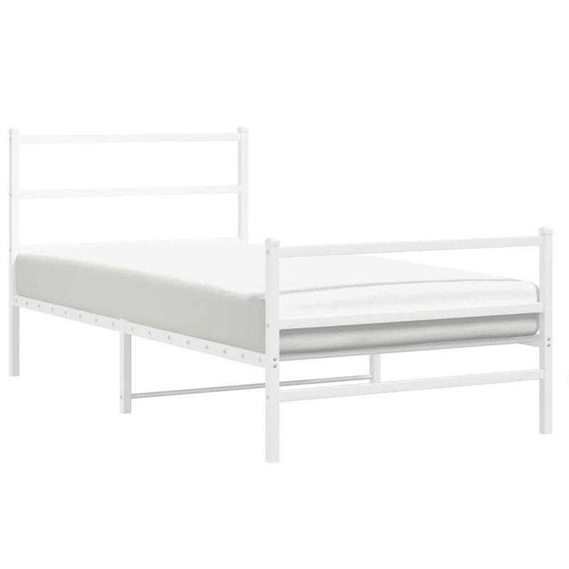 vidaXL Rectangular Modern Steel Twin Bed Frame Bed Frame in White