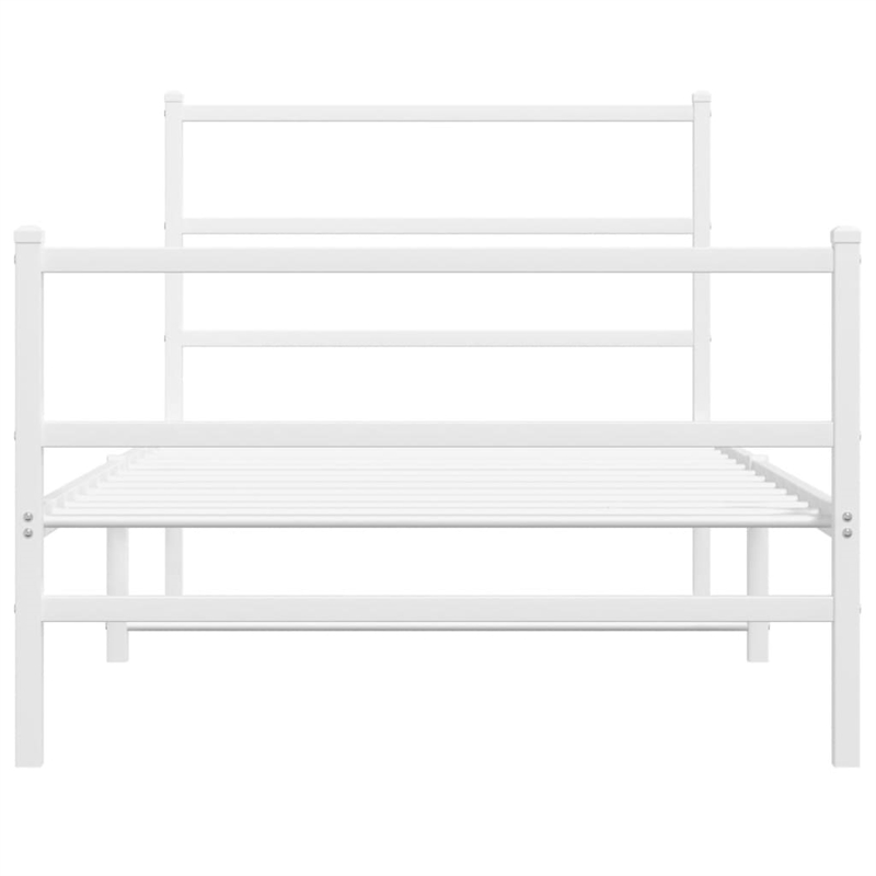 vidaXL Rectangular Modern Steel Twin Bed Frame Bed Frame in White