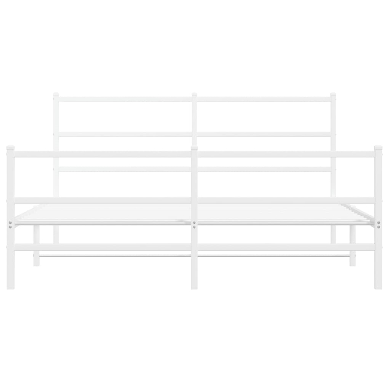 vidaXL Powder-Coated Steel King Size Bed Frame in White
