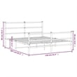 vidaXL Powder-Coated Steel King Size Bed Frame in White