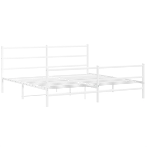 vidaXL Rectangular Powder-Coated Steel Full Bed Frame in White