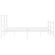 vidaXL Rectangular Powder-Coated Steel Full Bed Frame in White