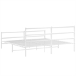 vidaXL Rectangular Powder-Coated Steel Full Bed Frame in White